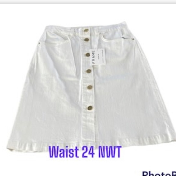 NWT Frame Denim Skirt waist 24 Cream Off White NEW Modest Barbie retail $235 - Picture 1 of 17